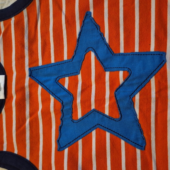 Hanna Andersson 70 6-12 months orange and white striped romper VGUC - Picture 2 of 7